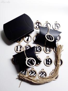 Adventskalender Set Holzahlen/Geschenkboxen schwarz